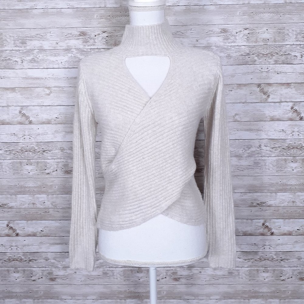 Pink Rose Womens Wrap Sweater M Mock Neck 506A